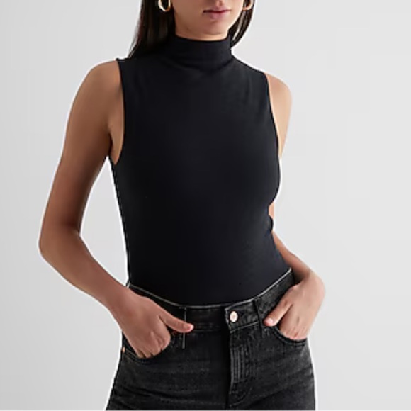 Express Body Contour Cozy Mock Neck Sleeveless Bodysuit - Picture 1 of 3